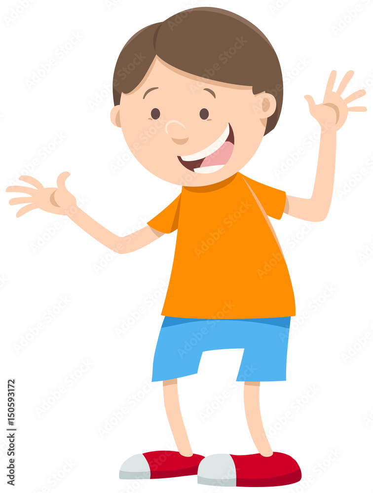 happy boy cartoon character