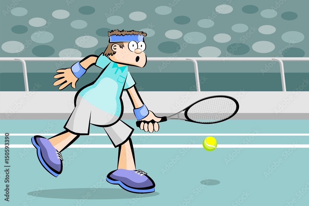 Tennis player with a racket - Cartoon Style