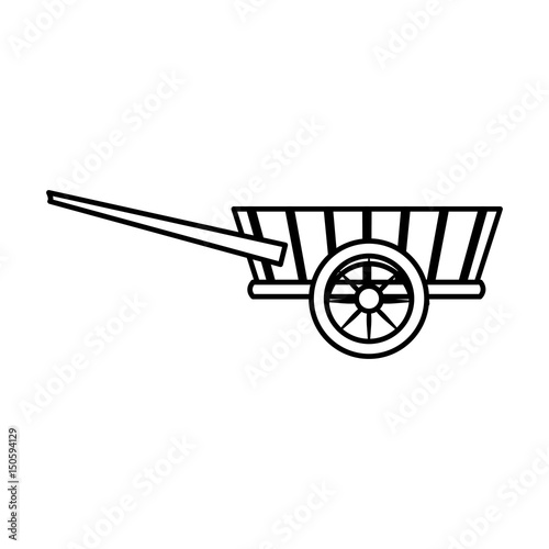 drawing wheelbarrow wooden trasnport element vector illustration