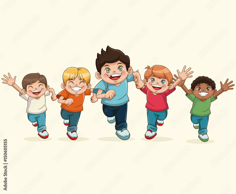 happy children day. cartoon group boy smiling funny vector illustration  Stock Vector | Adobe Stock