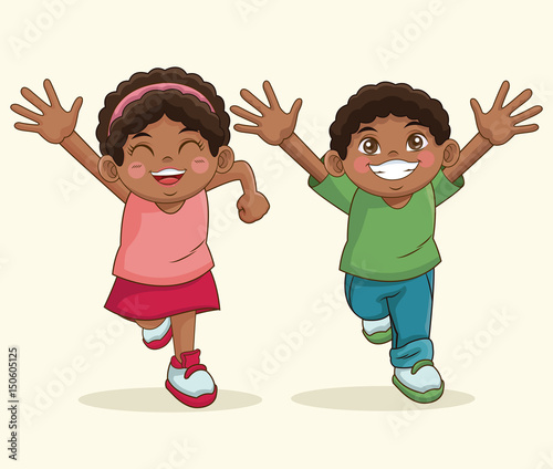happy children day. boy and girl sweet children vector illustration