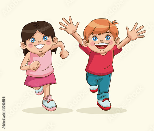 happy children day. boy and girl sweet children vector illustration