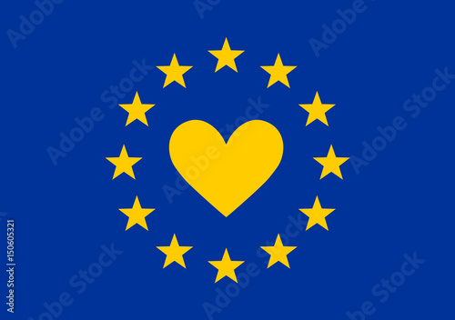 Ich liebe Europa, Europa Sterne, EU Symbol, Europäische Union, Herzschlag, 