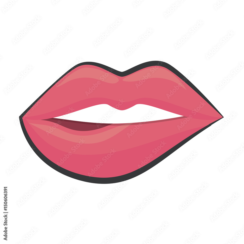 sensual pink lips icon over white background. vector illustration sensual pink lips icon over white background. vector illustration