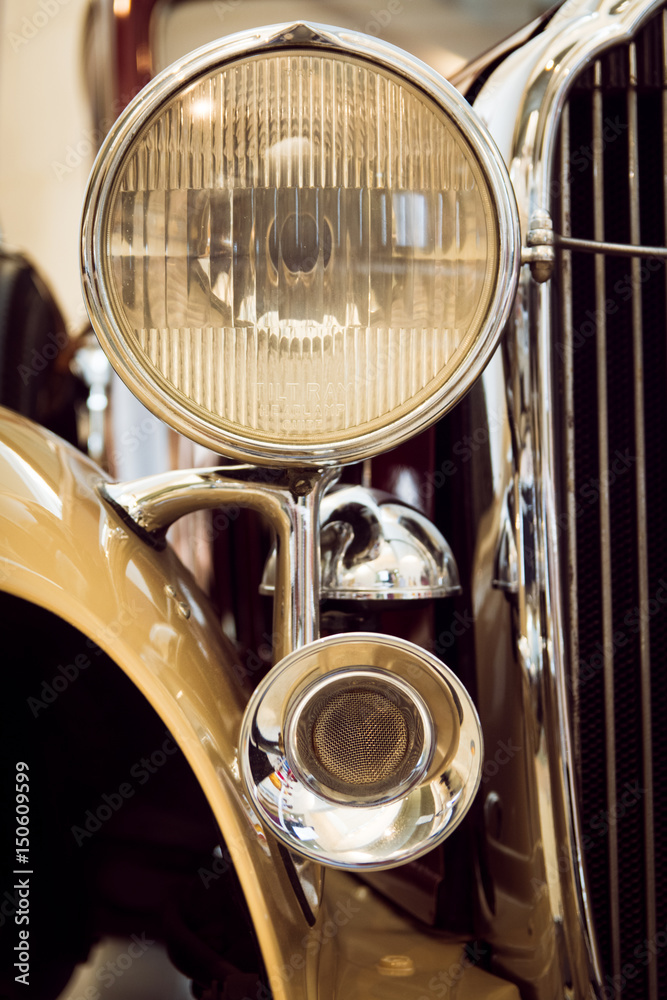 Cropped Image Of Old Fashioned Vintage Car Headlight