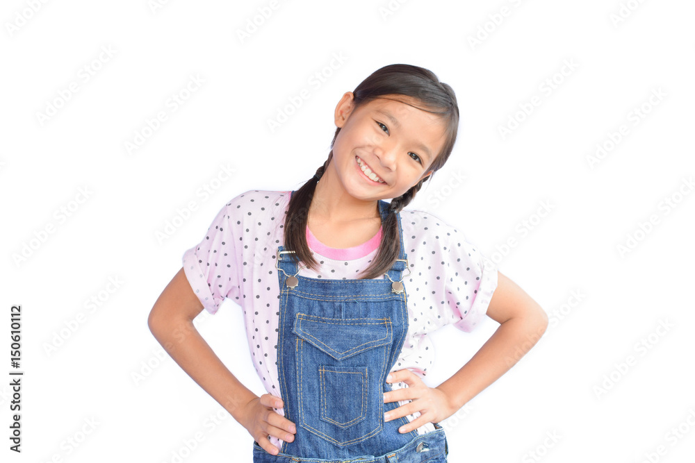 Portrait of little Asian girl on white background Portrait of little Asian girl on white background