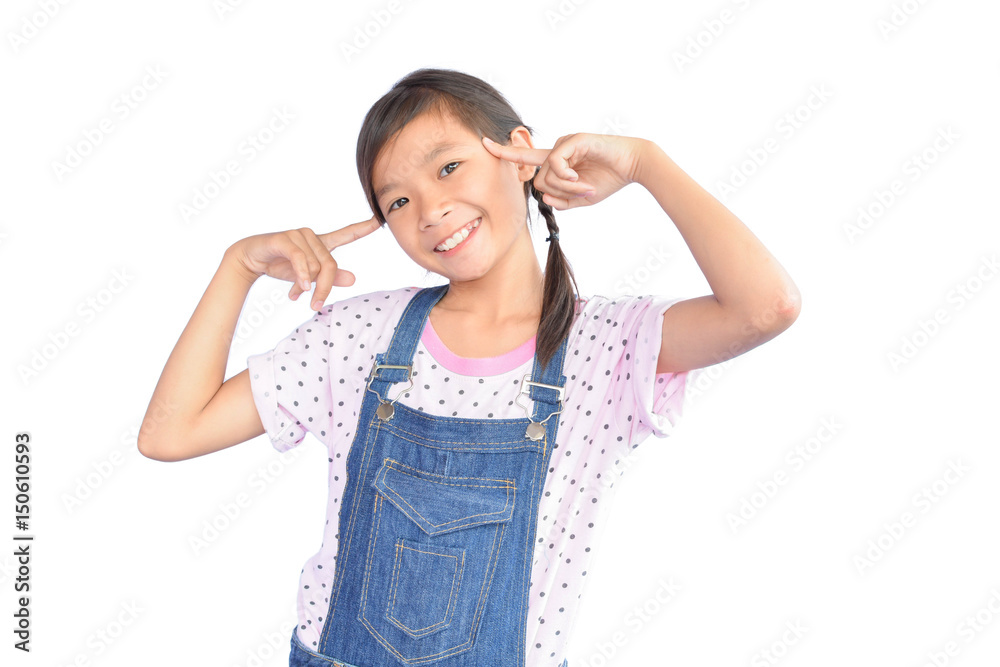 Portrait of little Asian girl on white background Portrait of little Asian girl on white background