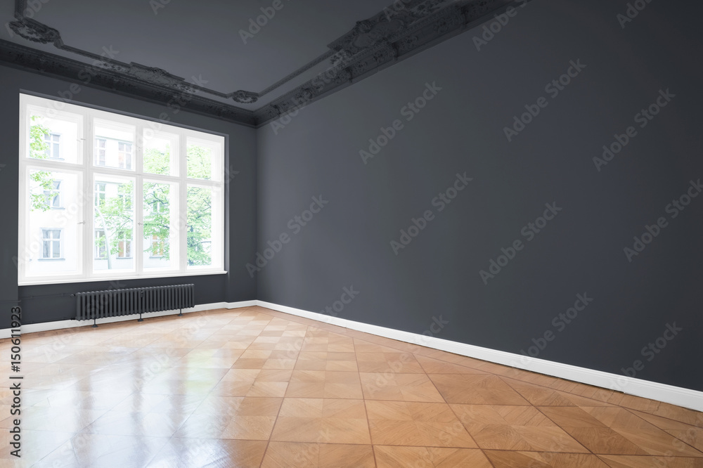 Fototapeta premium empty room, wooden floor in new apartment