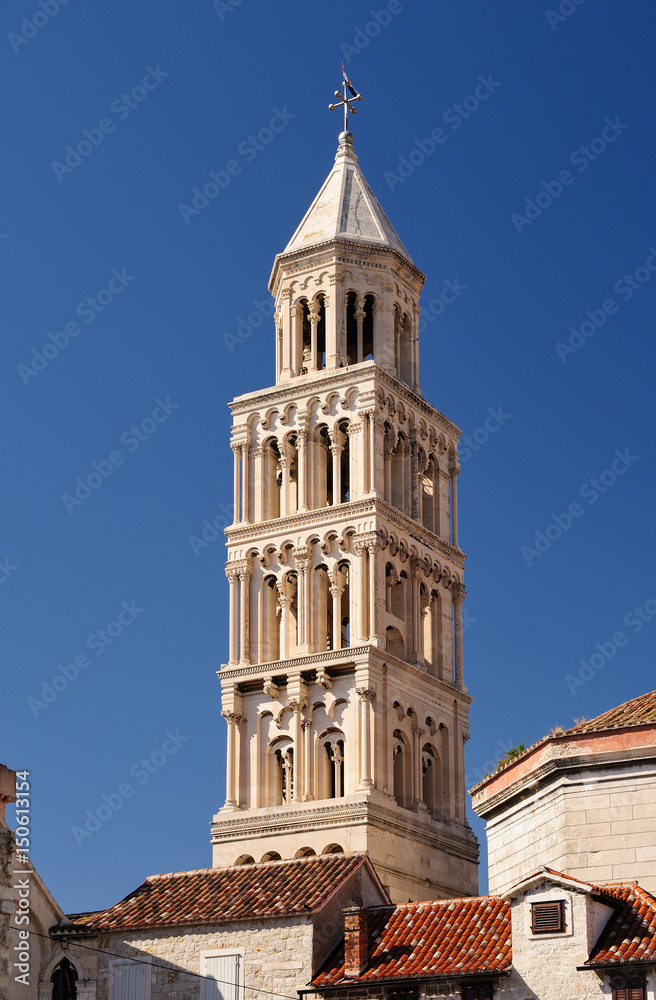 Campanile der Kathedrale Sveti Duje, Campanile des Doms St. Domnius, UNESCO Weltkulturerbe, Split, Mitteldalmatien, Kroatien