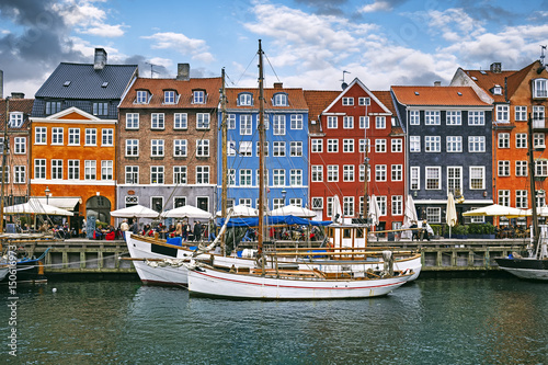 The famous Nyhavn harbour in Copenhagen, Denmark