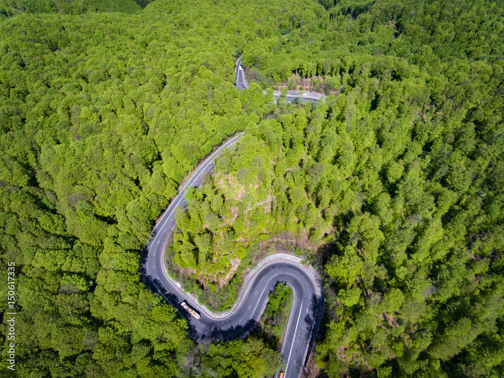 Fotobehang Luchtfoto Wegen Forest road #150617335