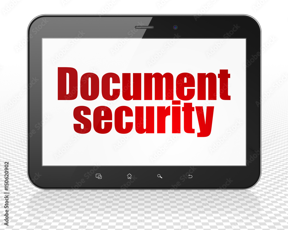 Privacy concept: Tablet Pc Computer with Document Security on display Privacy concept: Tablet Pc Computer with Document Security on display