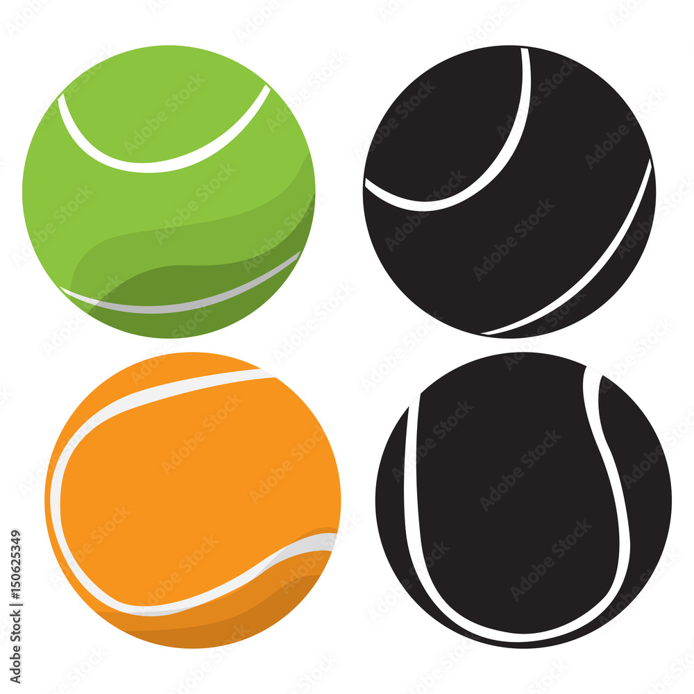 Fototapeta premium Set of tennis balls on a white background, Vector illustration