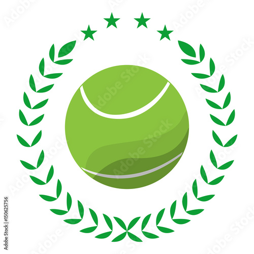 Isolated tennis emblem with a laurel wreath, Vector illustration