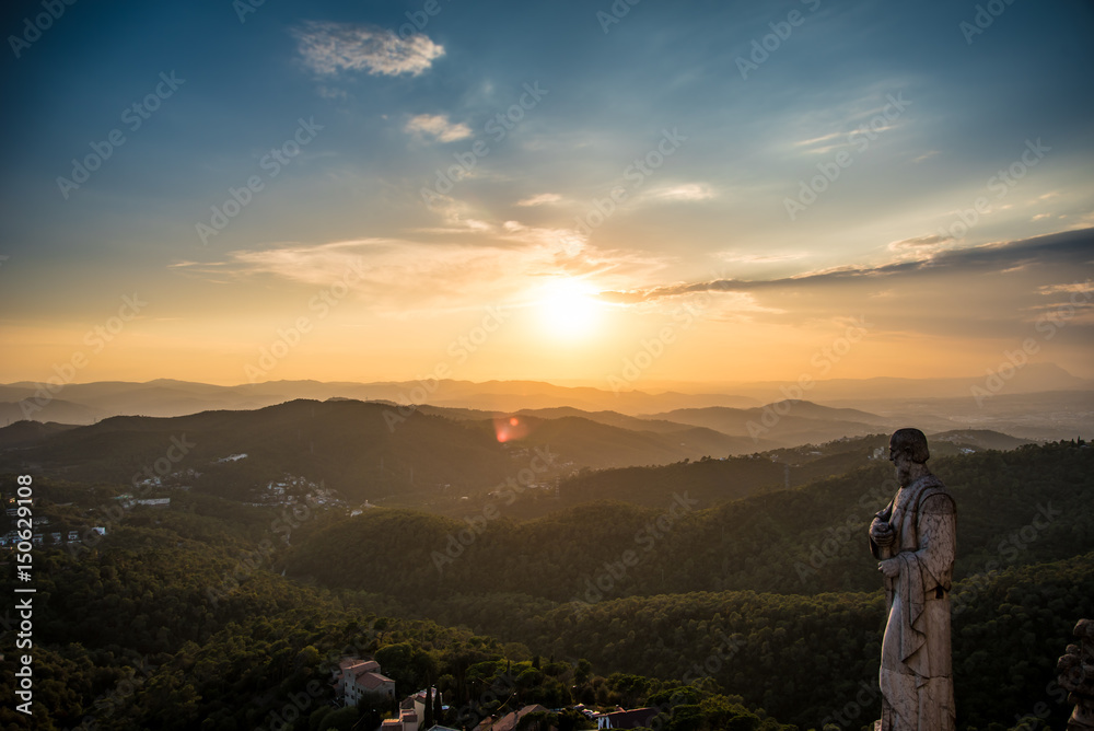 Barcelona Sunset from Mountain Tibidado 