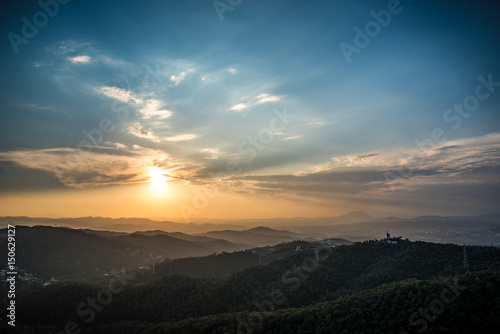 Fototapeta Naklejka Na Ścianę i Meble -  Barcelona Sunset from Mountain Tibidado 