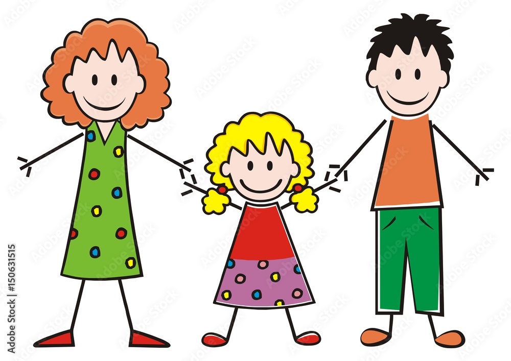 family, mother, daughter and father, vector icon, funny illustration family, mother, daughter and father, vector icon, funny illustration