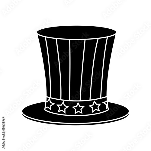 top hat celebration party national decoration silhouette vector illustration