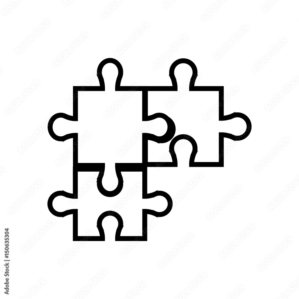 puzzle jigsaw piece business team outline vector illustration