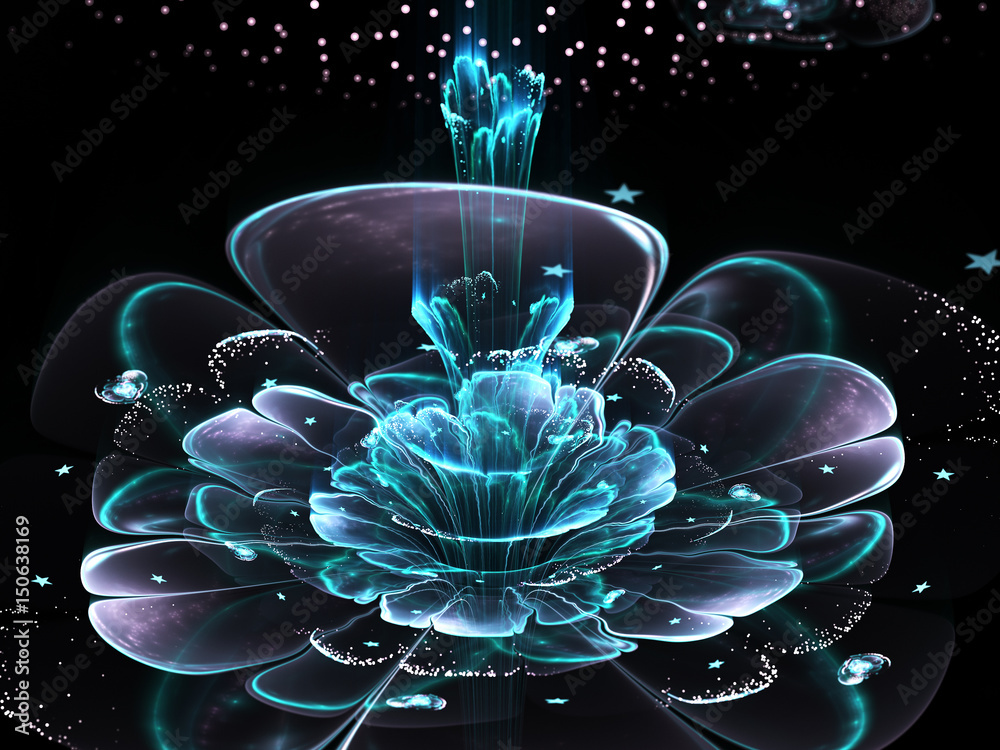 Naklejka premium Fraktal kwiat, cyfrowa grafika do kreatywnego projektowania graficznego
