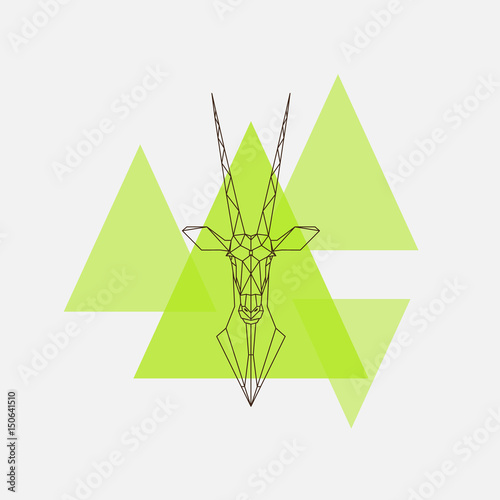 Antelope Oryx head geometric lines silhouette. 