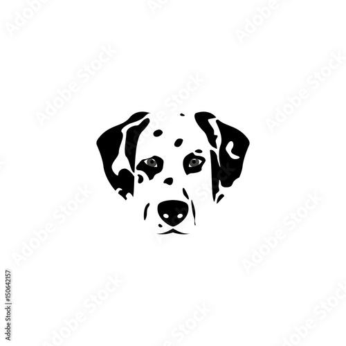 Vector silhouette dalmatian dog. 