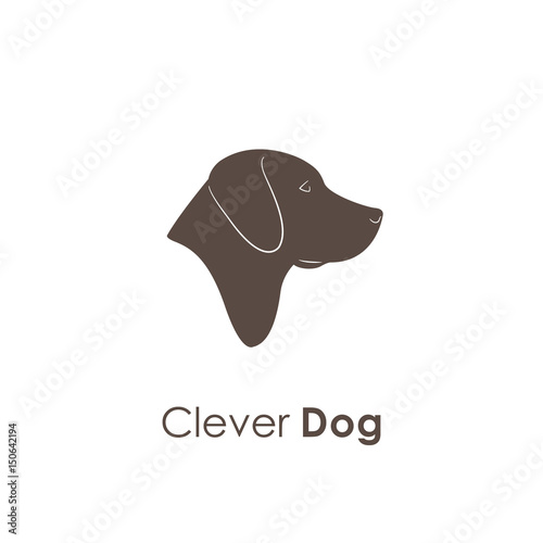 Clever Portrait of Labrador Dog. Logo animal. 