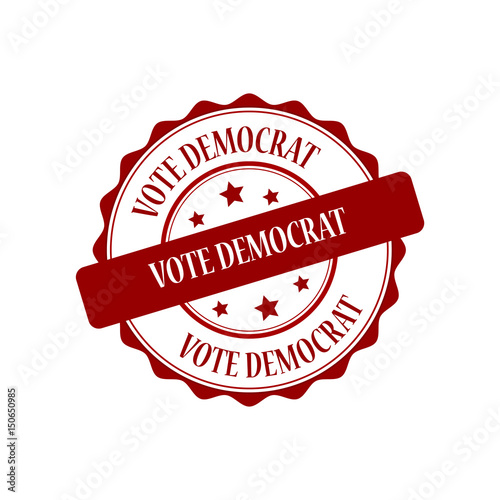 Vote democrat red stamp illustration
