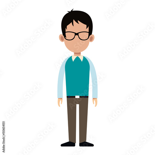 character man standing casual clothes image vector illustration