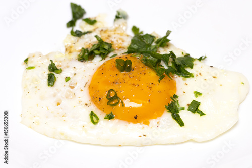 Fried egg isolated on white background for Breakfast photo