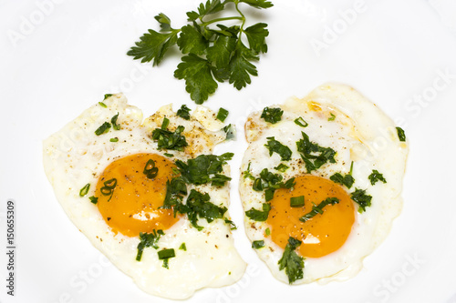 Two eggs on a plate. Healthy Breakfast. Proper nutrition photo