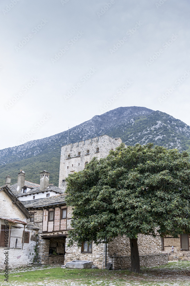 Holy mountain Athos, Greece, april 2017 – different views of monasteries 