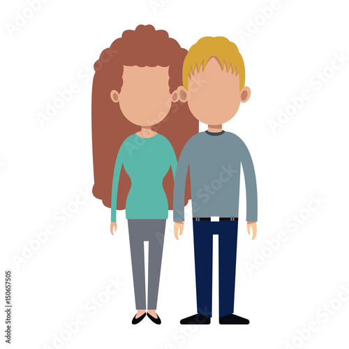 cartoon couple holding hand romantic image vector illustration