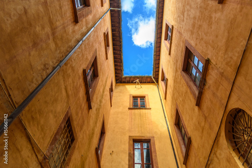 Fototapeta Naklejka Na Ścianę i Meble -  View of a house in the city centre of Volterra, Italy.