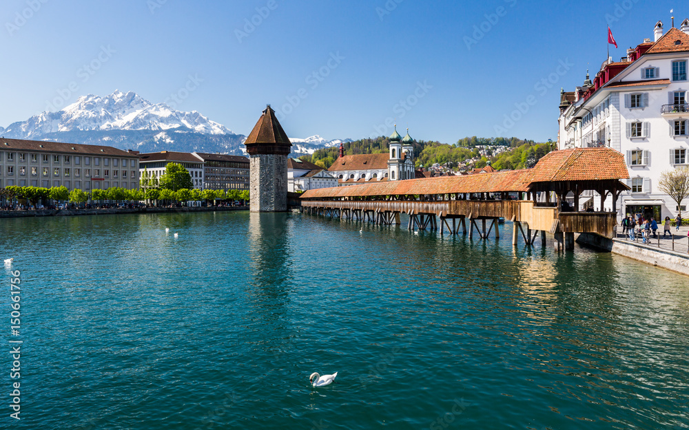 View of Lucerne in spring 2017 in Switzerland
