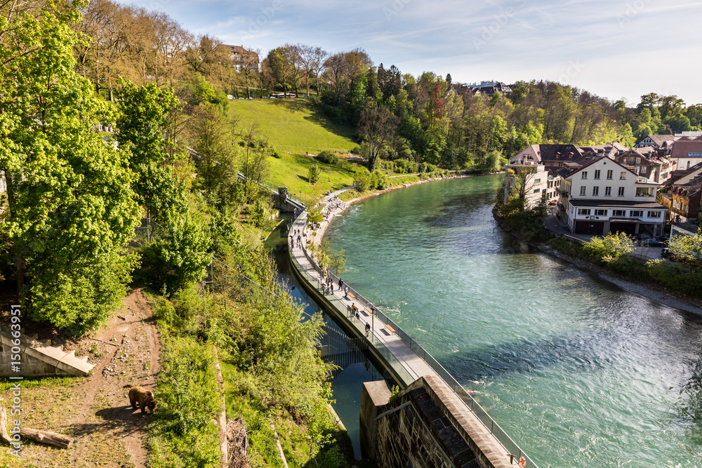 View of the Baerenpark in the capital city of Bern, Switzerland