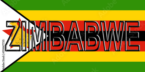 Flag of Zimbabwe with the country written on the flag photo