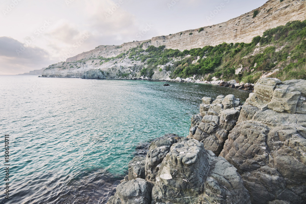 Turquoise water, Black Sea. Fiolent Cape. Crimea