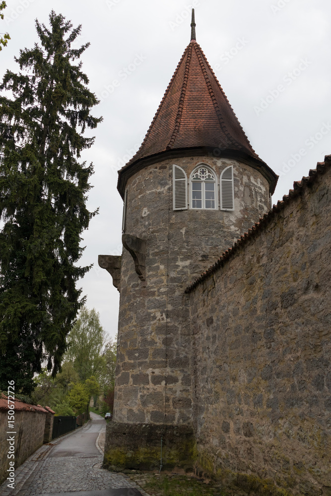 Naklejka premium Castle Tower and City Wall in Germany