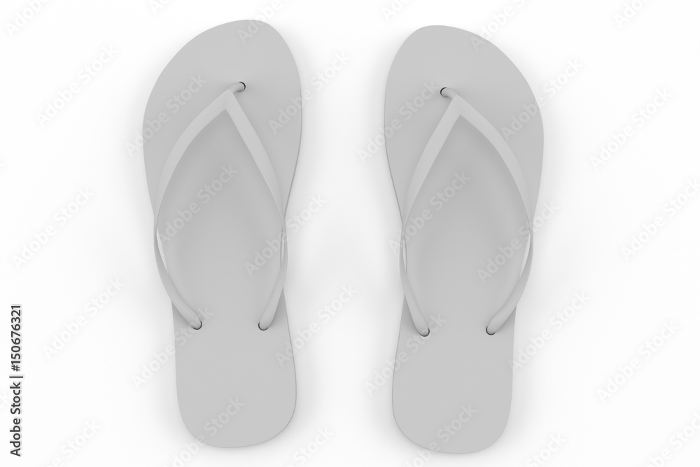 3D render of Slippers in grey color. Isolated on white background 3D render of Slippers in grey color. Isolated on white background
