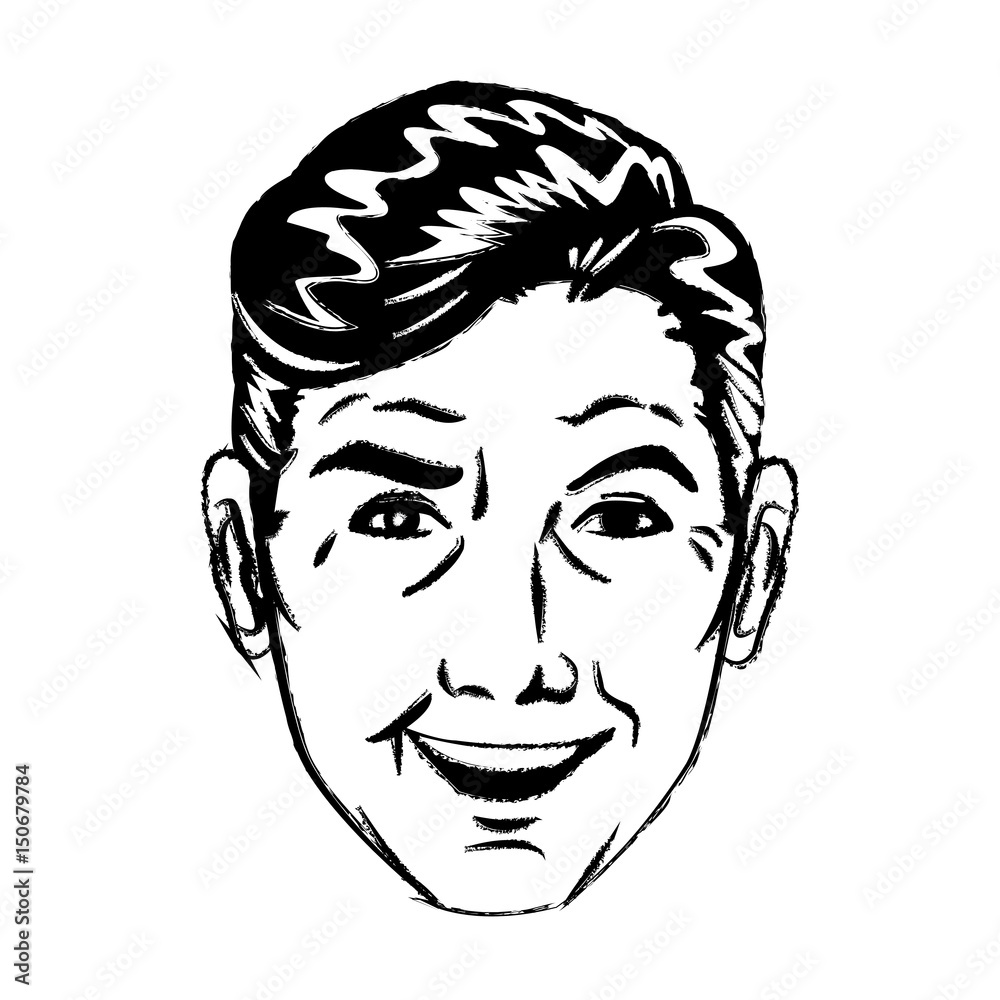 face man smiling expression pop art sketch vector illustration