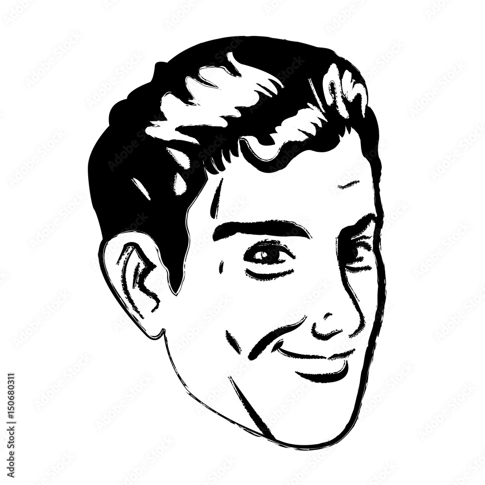 face man smiling expression pop art sketch vector illustration face man smiling expression pop art sketch vector illustration