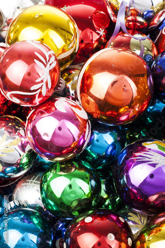 Christmas ball ornaments. Real glass vintage christmas balls. photo