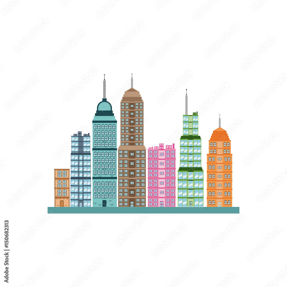 building skyscrapers cityscape modern image vector illustration