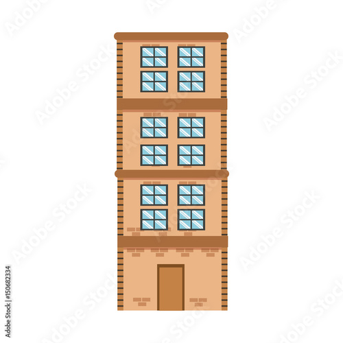 high building brick apartment residential vector illustration
