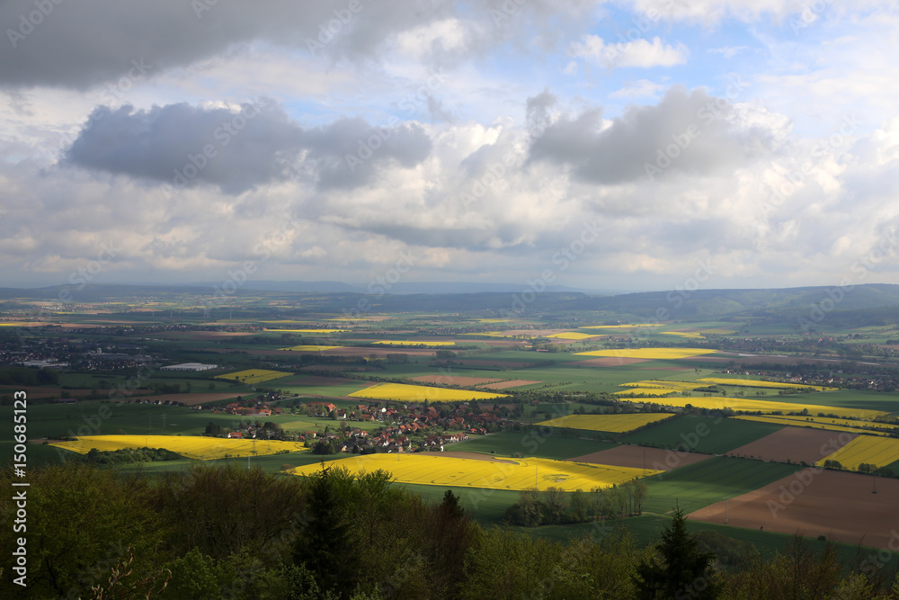 Weserbergland Panorama, Blick von der Paschenburg über das Tal von Hessisch-Oldendorf