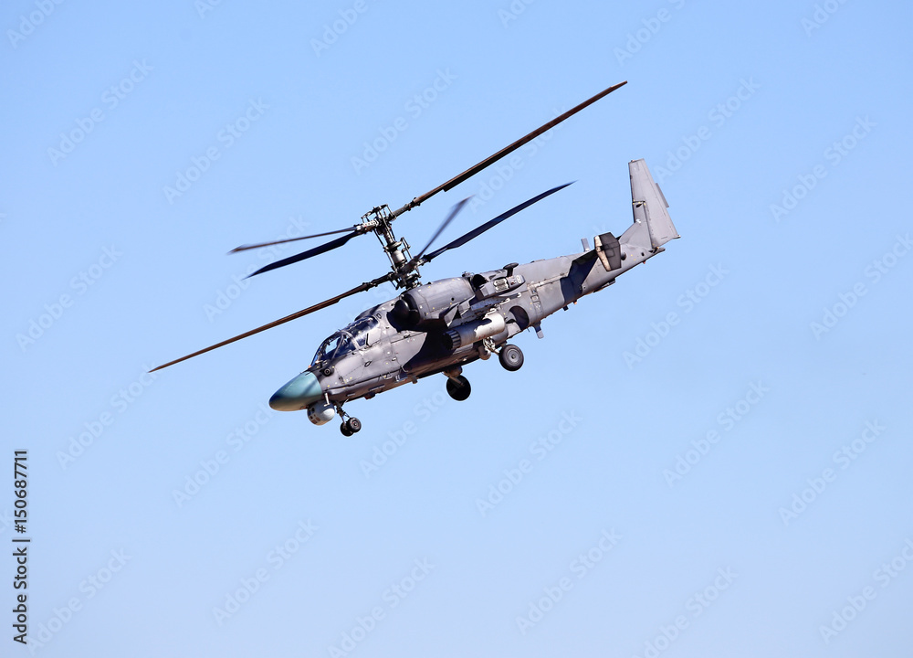 Combat helicopter in flight
