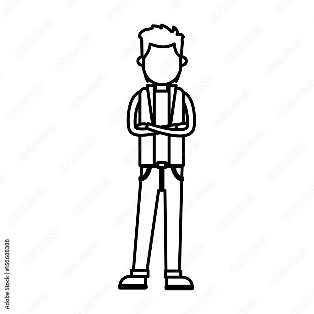 outlined man cross arm standing design vector illustration outlined man cross arm standing design vector illustration
