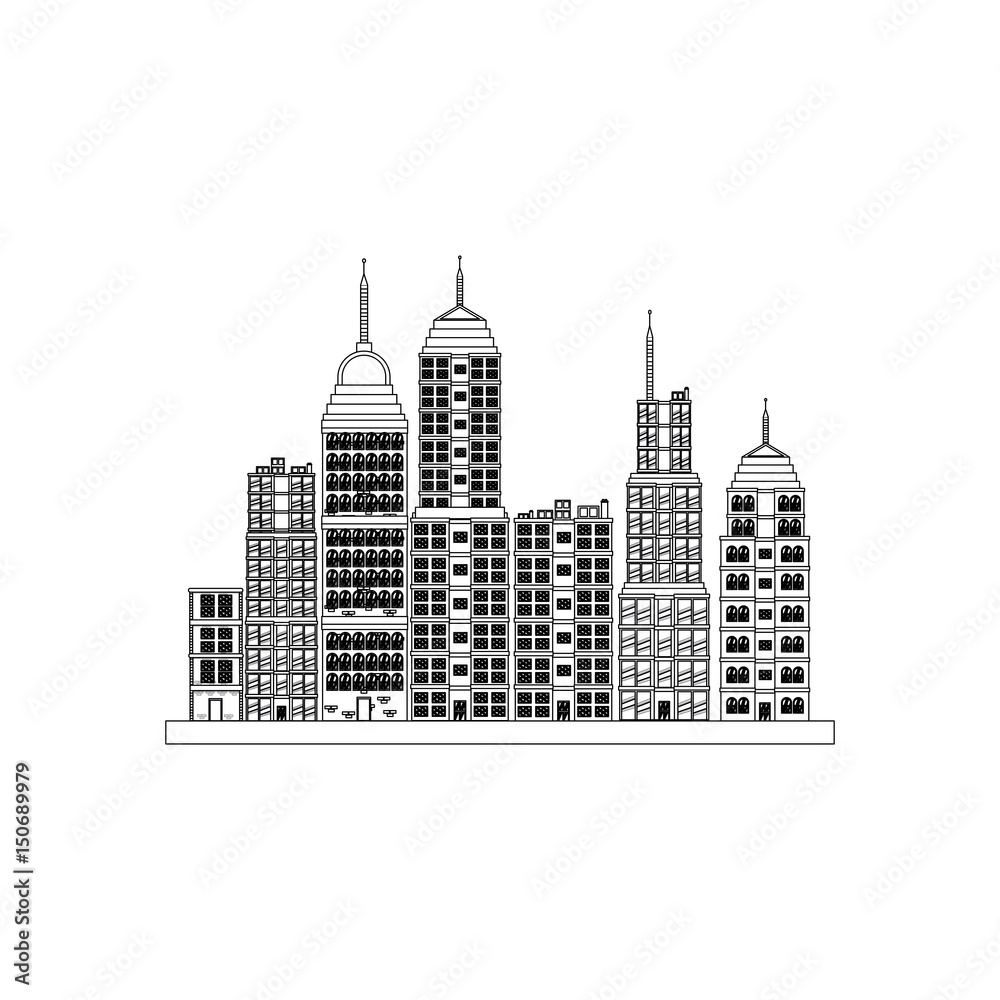 building towers high town image outline vector illustration