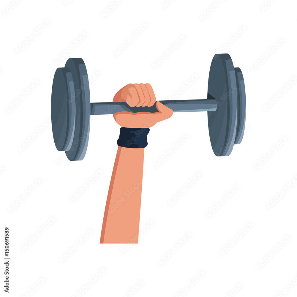 hand holding barbell sport icon vector illustration hand holding barbell sport icon vector illustration